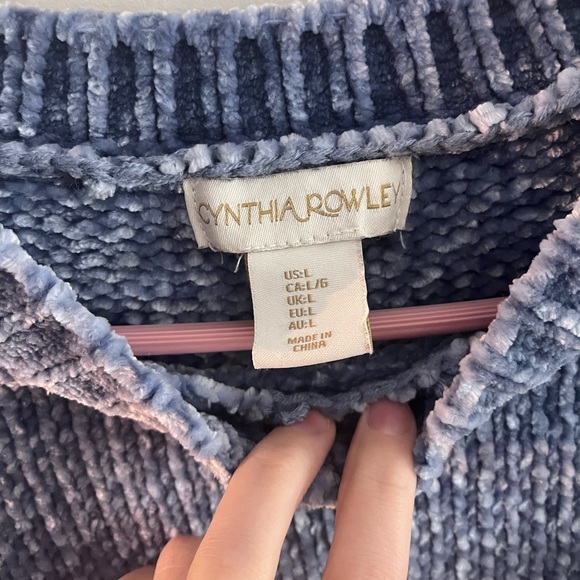 Blue Cozy Chenille Sweater Cynthia Rowley Large - Picture 2 of 2